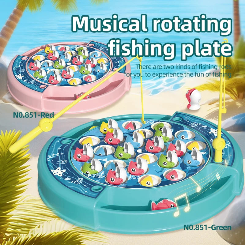 OEM Unisex Plastic Musical Rotary Fishing Hook Toy Classic Educational Children's Game Table Interactive Parent-Child Spin