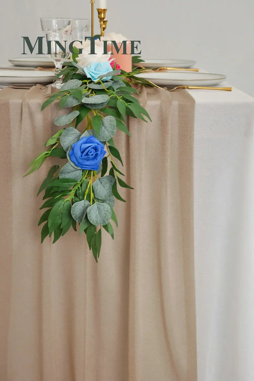Sheer Chiffon Luxury Solid Colorful Table Runner Blue Rustic Boho Wedding Party Bridal Shower Birthday Home Christmas Decoration