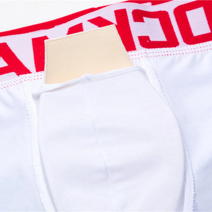 Hip Lift Butt Enhancement Low-Rise Knitted Boxer Briefs Soft Breathable Cotton Daily Casual Removable Front Padding Men's Waist