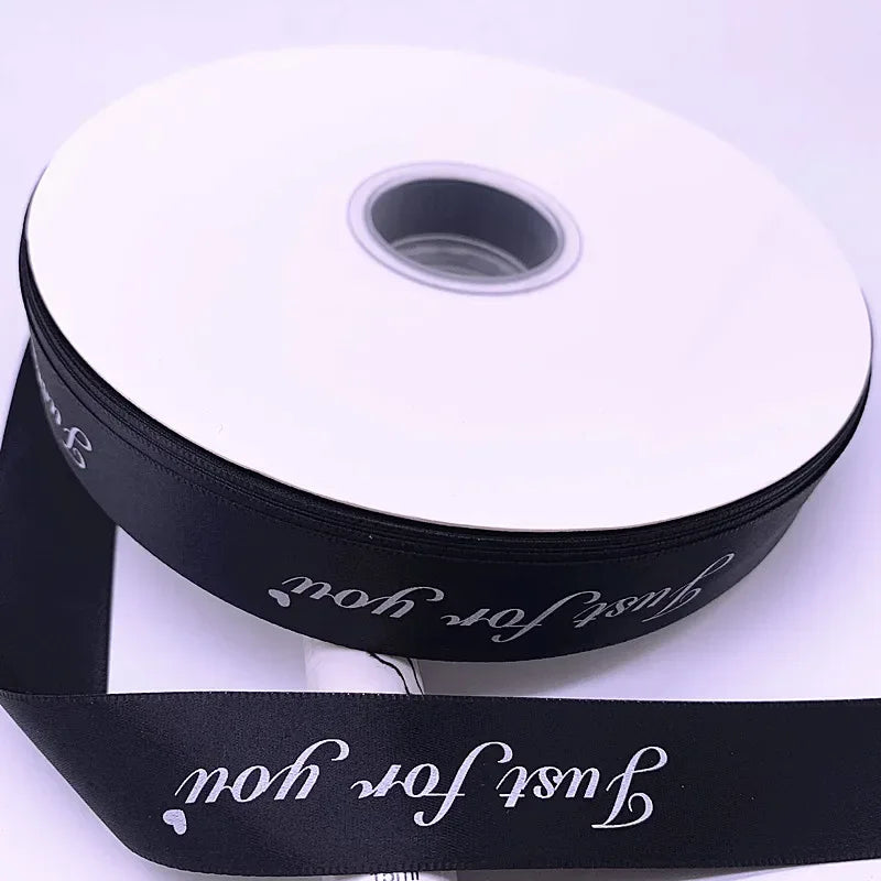 5yards 10-38mm "Just for You" Printed Polyester Ribbon Letters Print Ribbon for DIY Gift Packing Wedding Christmas Bow Ribbons