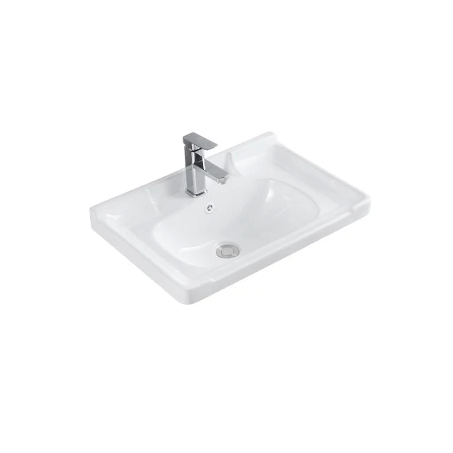 Modern Classic Rectangular Single-Hole Faucet Mount Lavatory Sink Solid Surface Washbasin Single-Hole Faucet Bathroom Vanity