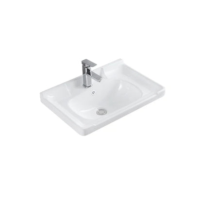 Modern Classic Rectangular Single-Hole Faucet Mount Lavatory Sink Solid Surface Washbasin Single-Hole Faucet Bathroom Vanity