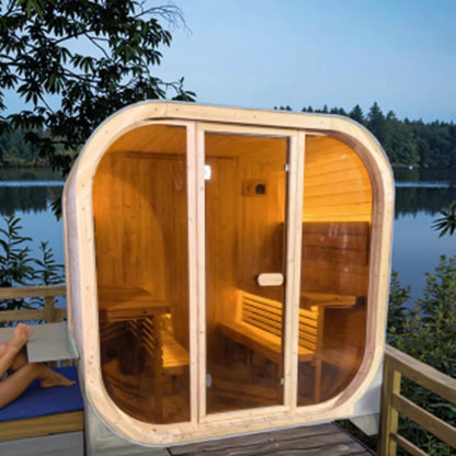 Elegant Square Home Sauna Suite Featuring a Professional Stainless Steel Heater
