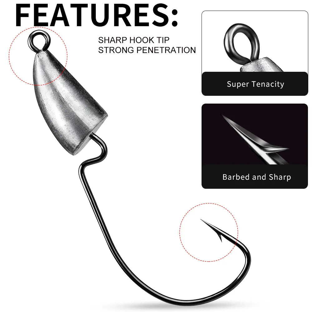 5pcs/bag 5g 7g 10g 14g Sharp-hooks Tip Strongness Root Original Lead Crank Lead Head Hook Fishing Hook