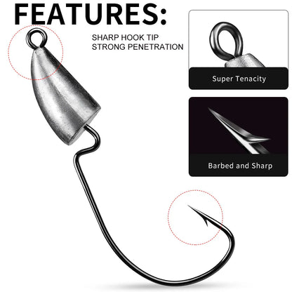 5pcs/bag 5g 7g 10g 14g Sharp-hooks Tip Strongness Root Original Lead Crank Lead Head Hook Fishing Hook