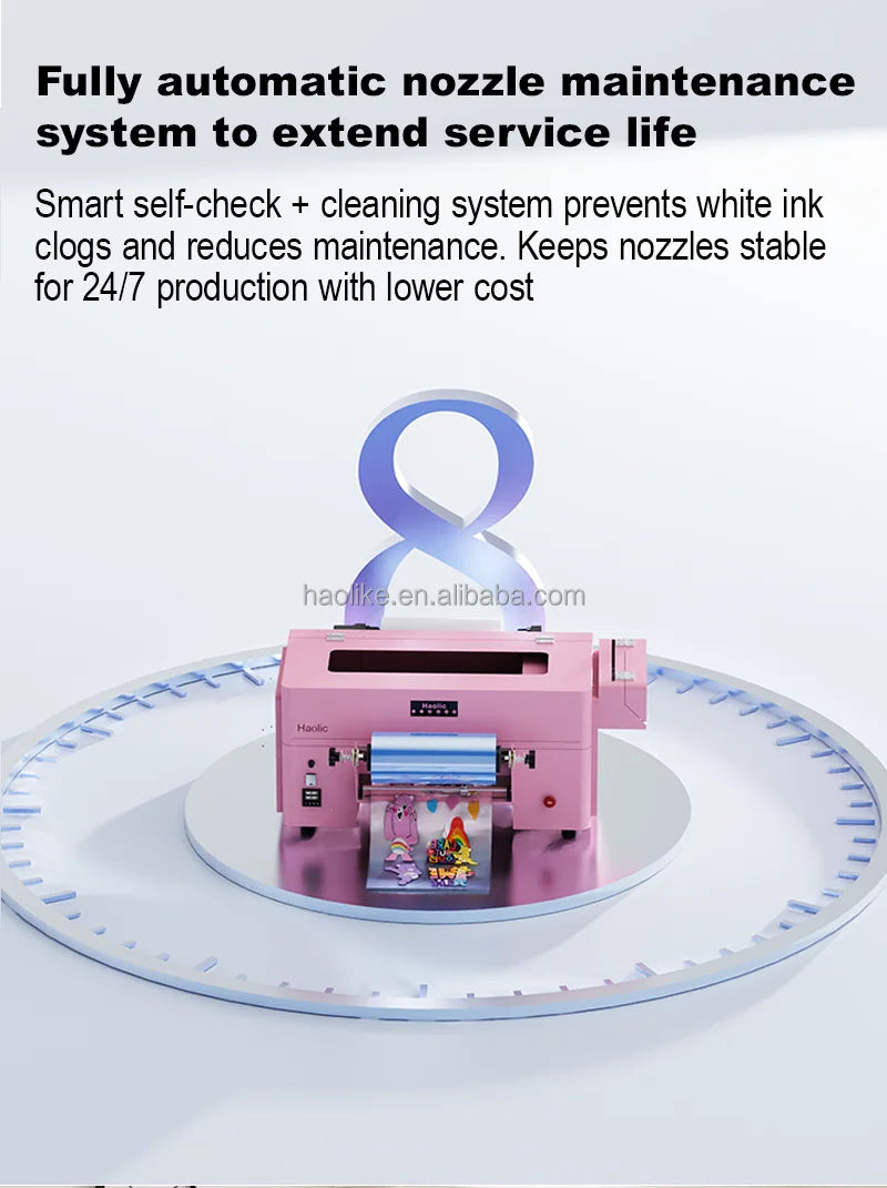 Christmas New A3 Smart Pink UX7 UV DTF Printer WIth DX7 Printhead  for Cup Wraps, Stickers & Small Business