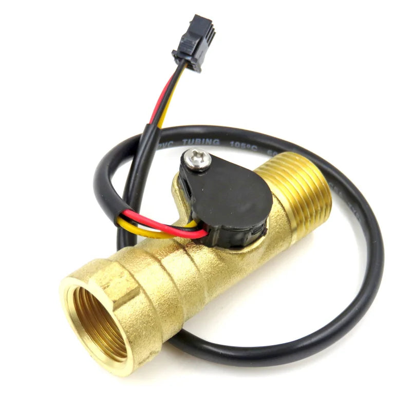 DN15 Male/Female Thread Brass Water Flow Sensor NPN 1/2\" Water Heater Flowmeter with Solenoid Power DC3.5~24V OEM Customizable