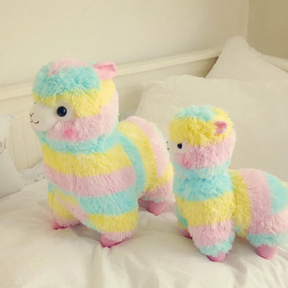 YOMDID 25/35cm/50cm Rainbow Alpaca Plush Cushion Kawaii Stuffed Cushion Cartoon Alpaca Plush Doll Christmas Children Kids Gift
