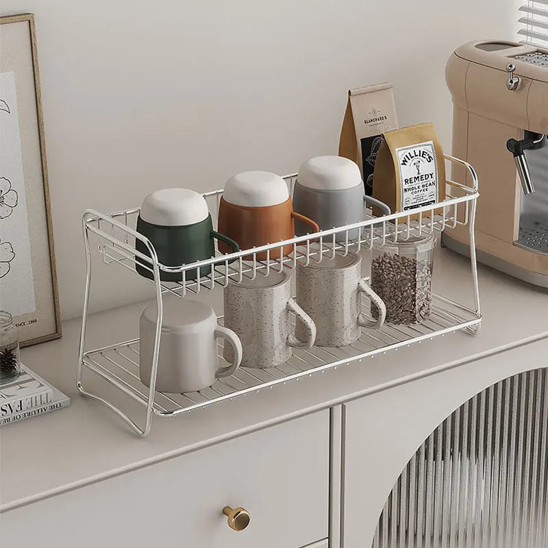 Multifunctional Countertop Stand Stainless Steel Home Storage Rack Mug Cosmetic Spice Organizer for Bathroom Kitchen Livingroom