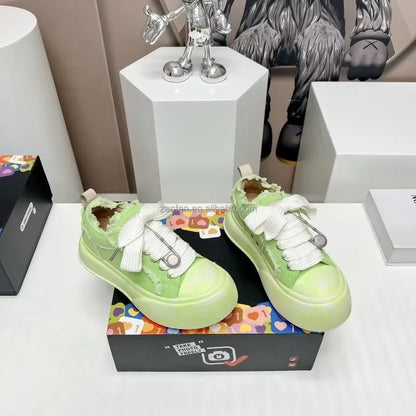 2024 New Women's Fashion Casual Ladies Canvas Tennis Shoes Lace-Up Comfortable White Shoes for Lady