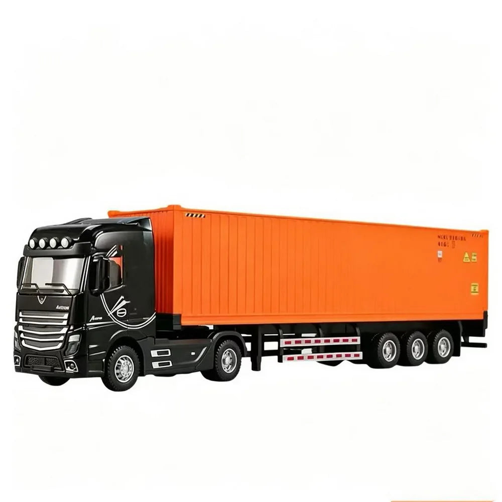 In Stock 1/50 Diecast Truck Model Toys Simulation Transport Heavy Vehicle Pull Back Container Full Alloy Metal Toy Car for Boy