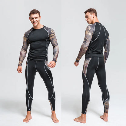 Men's Thermal Underwear Set MMA Tactics Leggings Solid Color Costume Compress Fitness Long Johns Men Winter Brands  Men