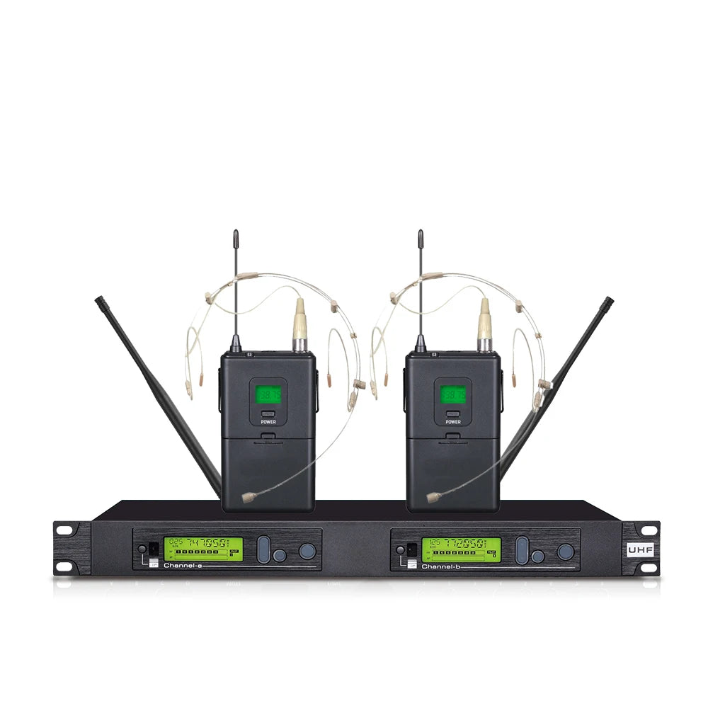 Professional Dual Channel True Diversity Handheld UHF Wireless Microphone Dynamic Metal Microphone for Performance
