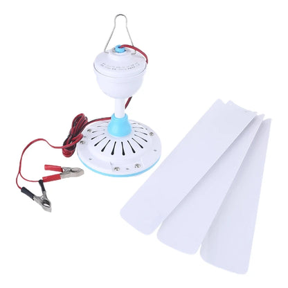 12V Mute Ceiling Fan 19.6inch Silent Camping Tent Hanging Fan without Switch 230cm Cable for Outdoor Hiking Bed Home Picnic