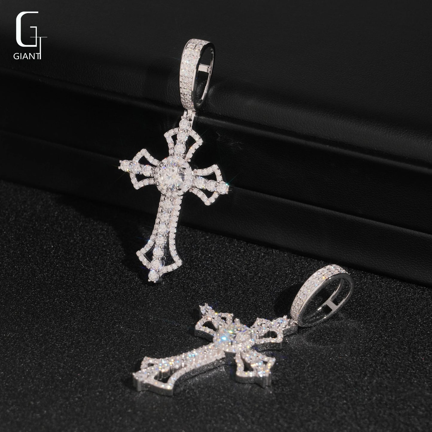USA Warehouse Ready to Ship Cross Charms Pendant 925 Sterling Silver Moissanite Iced Out Cross Pendant Men Pass Diamond Tester