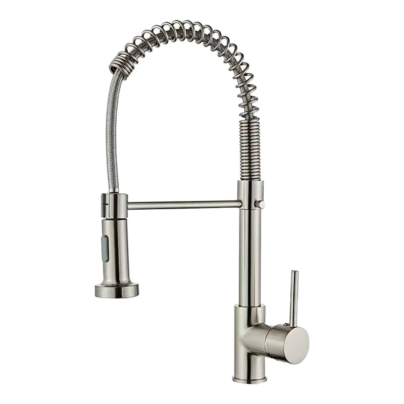 Modern Stainless Steel Single-Handle Kitchen Faucet Deck Mounted with Side Spray for Hotel Use