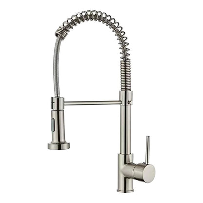 Modern Stainless Steel Single-Handle Kitchen Faucet Deck Mounted with Side Spray for Hotel Use