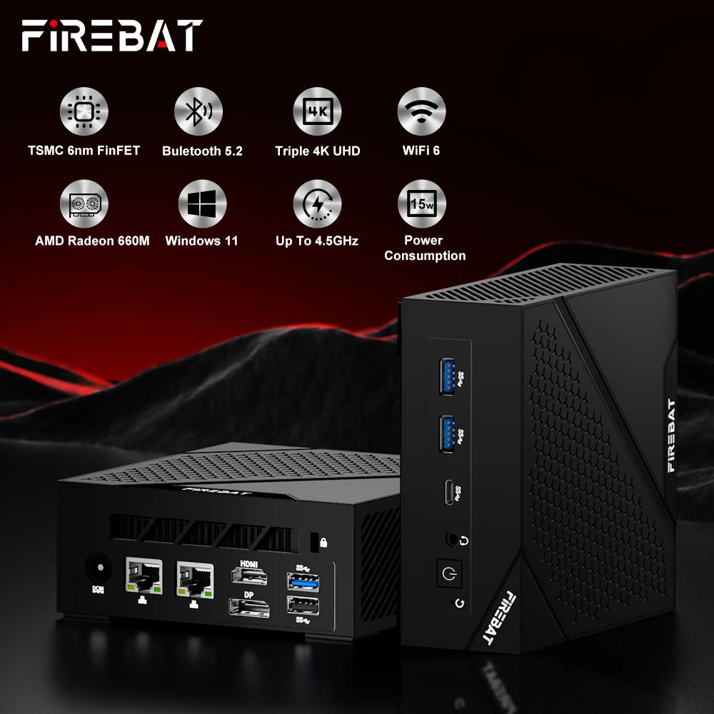 EU Warehouse 16GB 512GB Firebat AM02 Mini PC Featuring AMD Ryzen 5 6600H Processor Durable Chassis with Free EU Delivery Mini PC