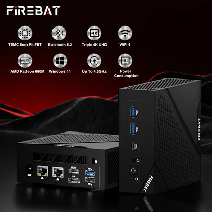 EU Warehouse 16GB 512GB Firebat AM02 Mini PC Featuring AMD Ryzen 5 6600H Processor Durable Chassis with Free EU Delivery Mini PC