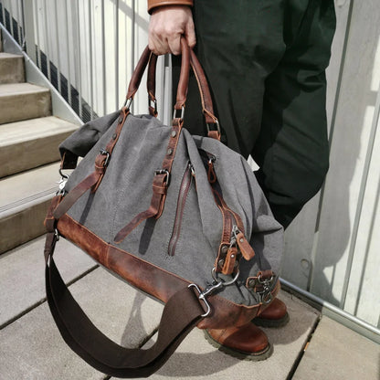 831 Vintage Water Resistant Duffel Bag Weekender Bag Canvas Sling Bag Zipper Closure Unisex