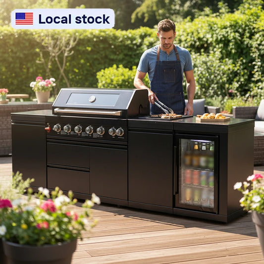 7 Days Fast Delivery Youya Hot Sale Black 85000BTU Propane/Natural Gas Grill Modular Outdoor BBQ Kitchen Set for Balcony