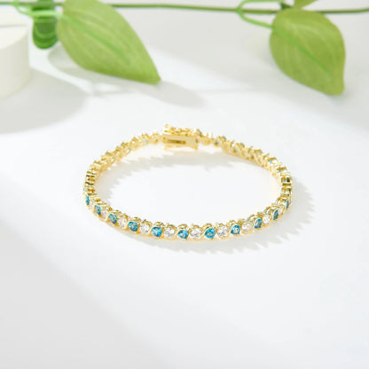 High Quality Gold Plated Chain Bracelet Women's Fashion Link Bracelet 14K Gold CZ Zirconia Color Zircon Women Tennis Bracelet