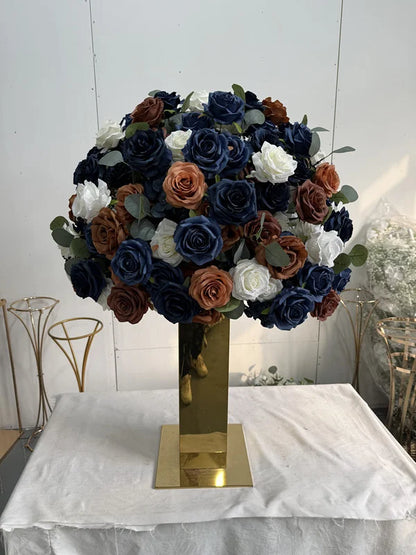 IFG Floral Factory Customized Elegant  Navy Blue Copper White Greenery  Wedding Centerpiece Flower Decor