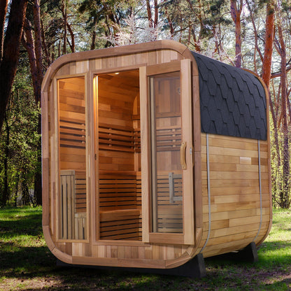 Best-Selling Luxury 2-4 Person Outdoor Traditional Canada Red Cedar Cube Outdoor Sauna