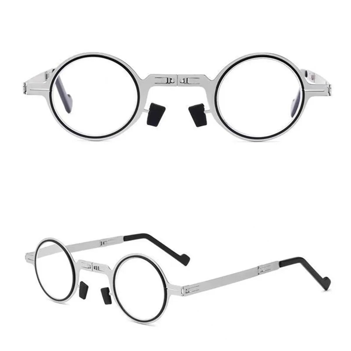 Men Women Fashion Retro Ultra Light Titanium Material Screwless Foldable Anti-Blue Reading Glasses