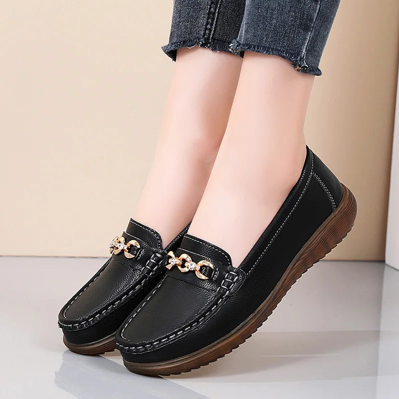 Autumn New Style Shallow Mouth Flat Shoes for Women Slip-on Flats Versatile Soft-Soled Comfortable Shallow Women's Shoes