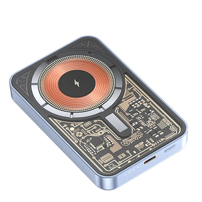 2025 Hot Selling Transparent Holder Power Bank 5000mAh Wireless 15W Fast Charging Magnetic 2-in-1 Quick Charger