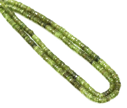 Wholesale RADHIKA GEMS 'N' BEADS Vessonite Gemstone Heishi Beads 100% Natural AAA Shaded Olive Faceted Tyre Shaped 16" Length