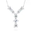 Pass Diamond Tester Letter C Multi Cut VVS Moissanite Necklace 925 Silver Platinum Plated Elegant Fine Jewelry Necklace