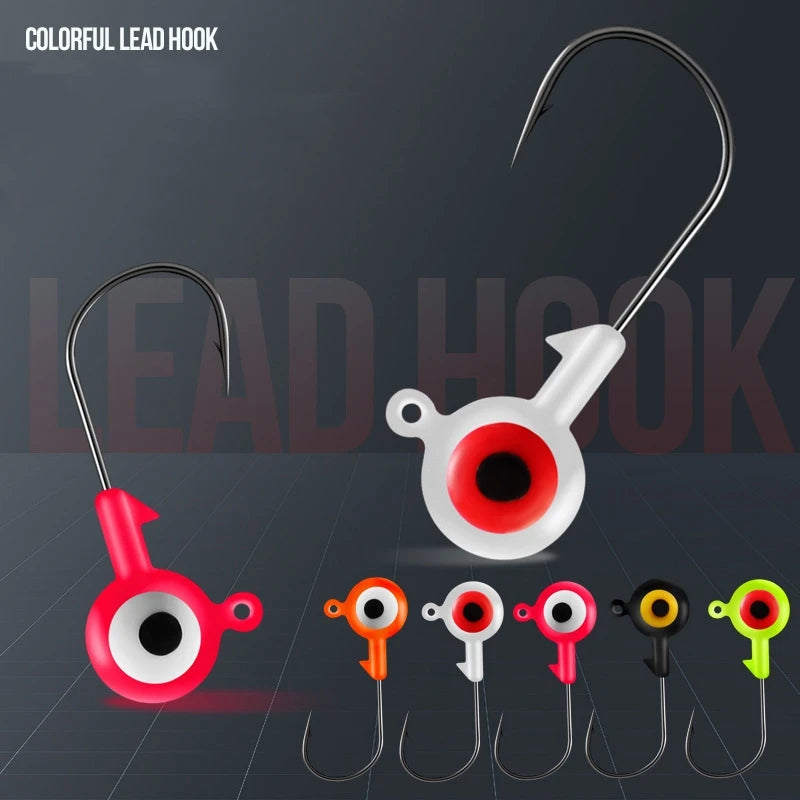 FTK Carbon Steel Fishhooks Lead Head Jig for Carp Bass Fishing with Soft Lures Worm Hook for River Target Species Saltwater Fish