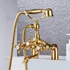 European Style Deck Mount Bathtub Faucet Antique Shower Mixer Tap with Shower Head