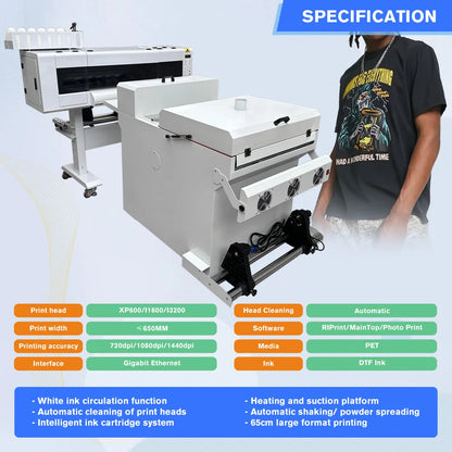 60cm DTF Machine, A1 Heat Transfer PET Film Printing Machine, 600mm Digital Inkjet DTF Printer for T-shirts