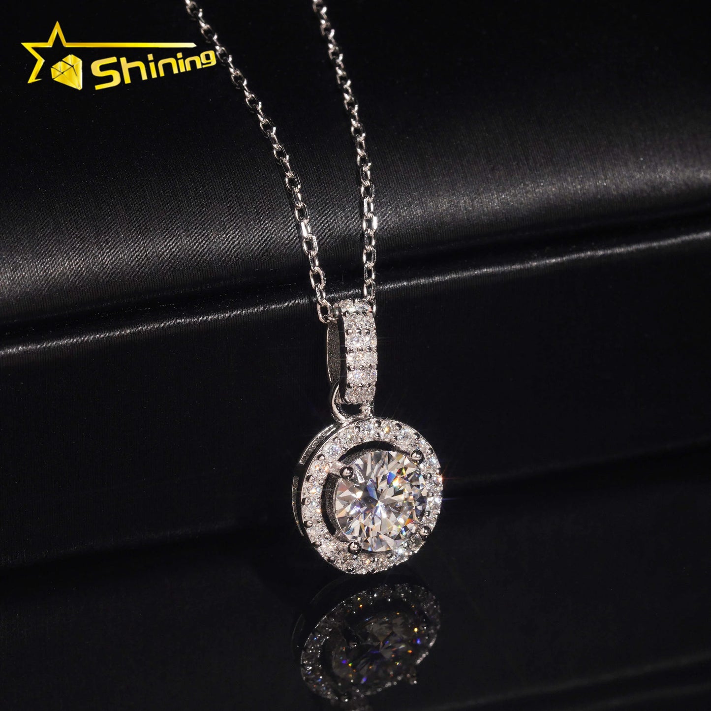 USA Warehouse Large Stock GRA Certificate 925 Sterling Silver 1CT Brilliant Cut VVS Moissanite Diamond Women Necklace