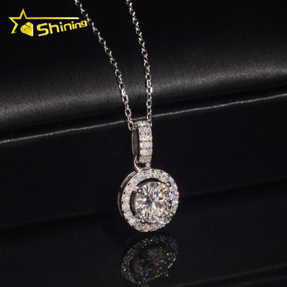 USA Warehouse Large Stock GRA Certificate 925 Sterling Silver 1CT Brilliant Cut VVS Moissanite Diamond Women Necklace