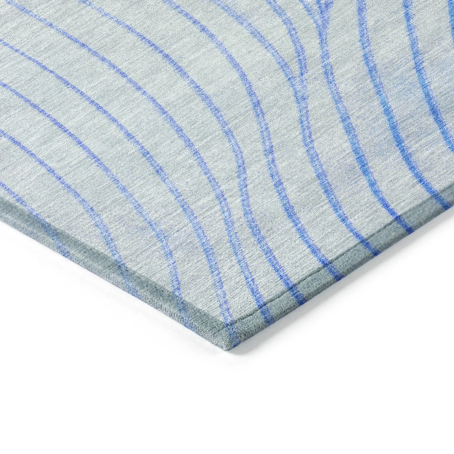 HMS 8' X 10' Abstract Indoor Outdoor Area Rug Blue and Silver Washable Carpet