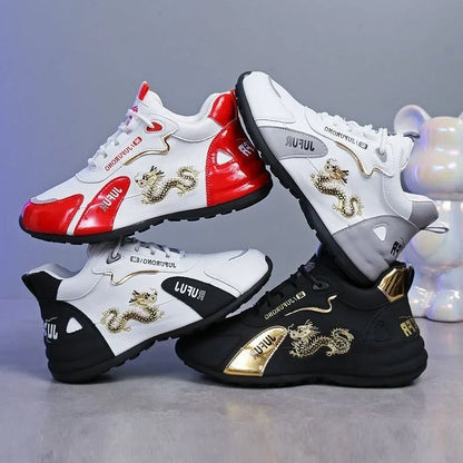 Men's Casual Sneakers Leather Waterproof Sports Shoes Lightweight Breathable Non-slip Elevator Shoes