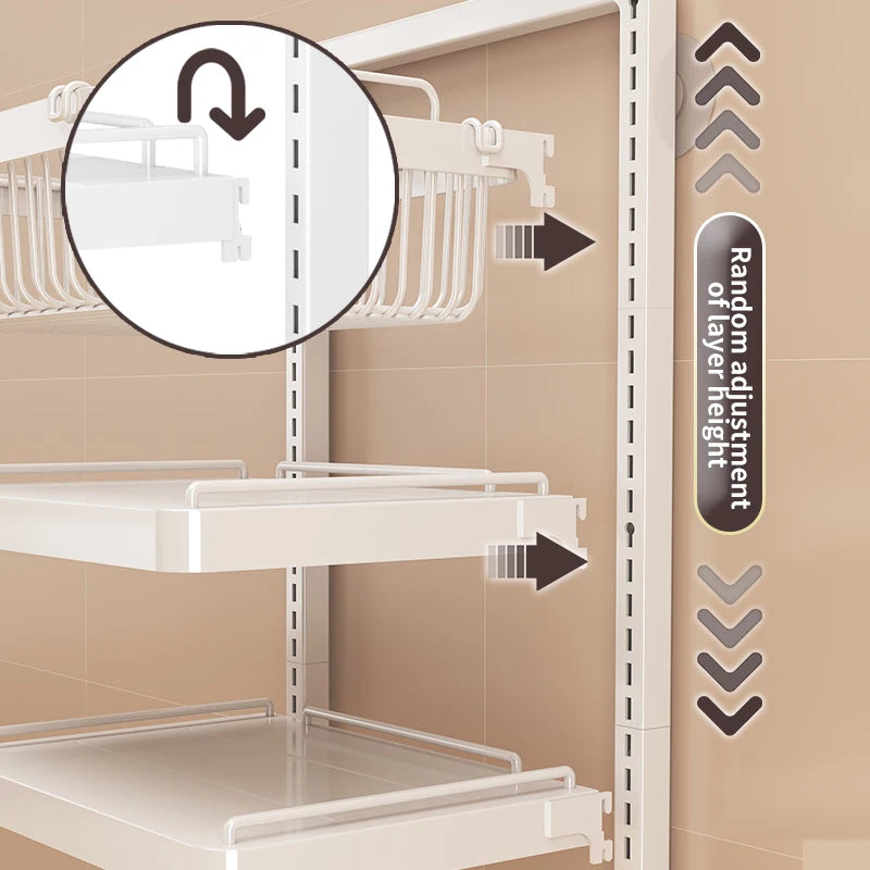 Punch-free hang Wall Vegetable Fruit Rack Kitchen Metal Storage Grill Basket Adjustable Plant Stand Pan Pot Lid Organizer Holder