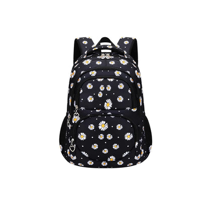 Unisex Daisy Print Backpack Water-Repellent & Zipper-Closure Polyester Lining Cute School Bag for Schoolboys and Schoolgirls
