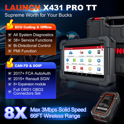 Launch X431 PRO TT Full System Diagnostic Tool Machine for All Cars OBD2 Scanner 2 Years Free Update