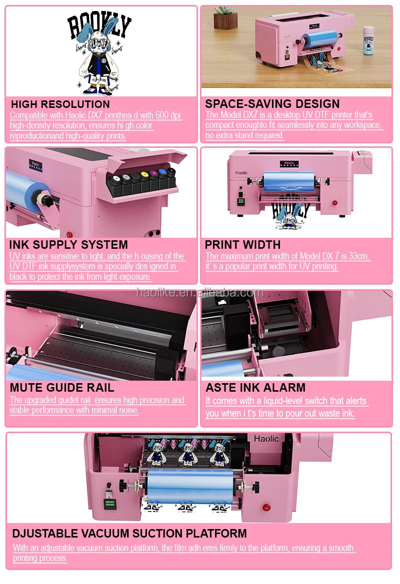 Haolic New Automatic UV DTF Printer Machine UV Ink 1 Year A3 Size for Cups Tumblers Phone Cases Glass Wood Acrylic Signs