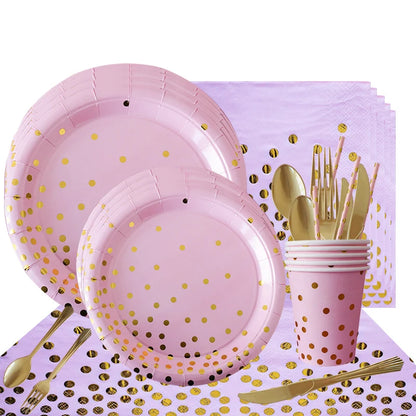 92Pcs/Set In-Stock Hot Stamping Series Kit Party Supplies Disposable Tableware Set for Birthday Festival Party Tableware Decor