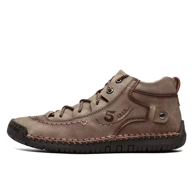 Factory Supply Drop Shipping Lace up Large Size Microfiber Leather Flat Men Casual Walking Boots