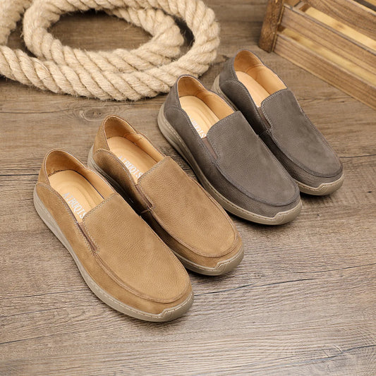 Suede Slip-On Boat Shoes Round Toe EVA Outsole Breathable Spring Men's Casual Shoes