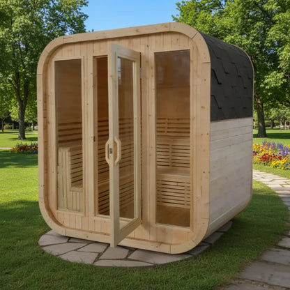 Sale! Modern White Pine Wood Sauna Room - Tempered Glass & Easy DIY Assembly for Backyard