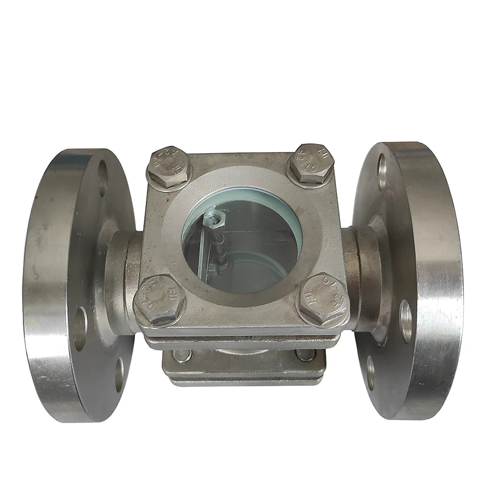 High-Temperature Manual Flow Valve Sight Glass Indicator Double Window Sight Glass with SS Flange for Hot Media