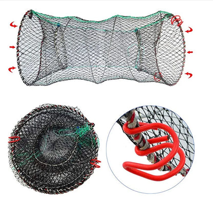 Factory Wholesale Black PE Net Foldable Crab Pot Shrimp Trap with Double Knot Agricultural Tools Fishing Cage Nylon Material